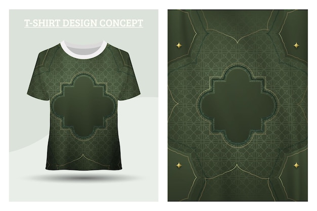 Elegant green tshirt design concept with islamic motif