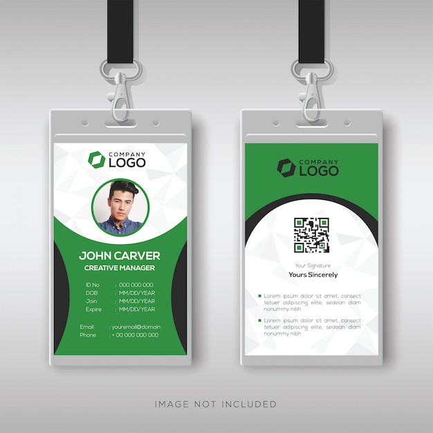 Elegant green and white ID card template