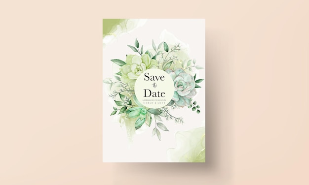 elegant greenery watercolor floral wedding invitation card