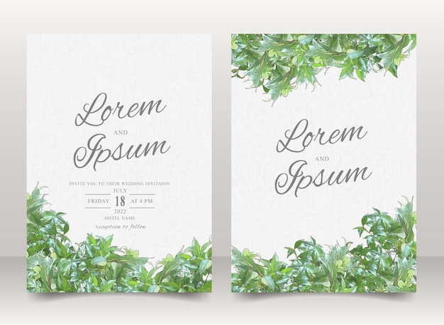 Elegant Greenery Wedding invitation card template set