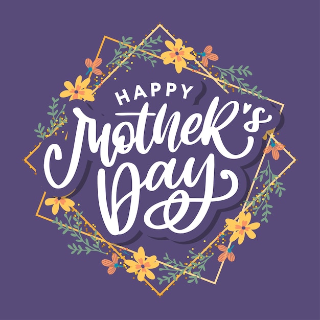 Elegant greeting card design with stylish text Mother's Day on colorful flowers