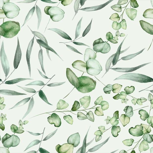 elegant hand drawing eucalyptus leaves pattern