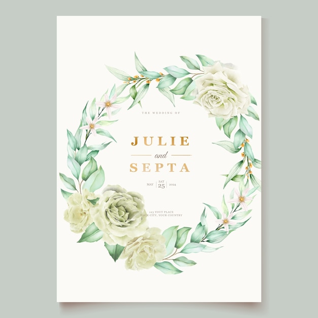 Elegant hand drawing wedding invitation floral design