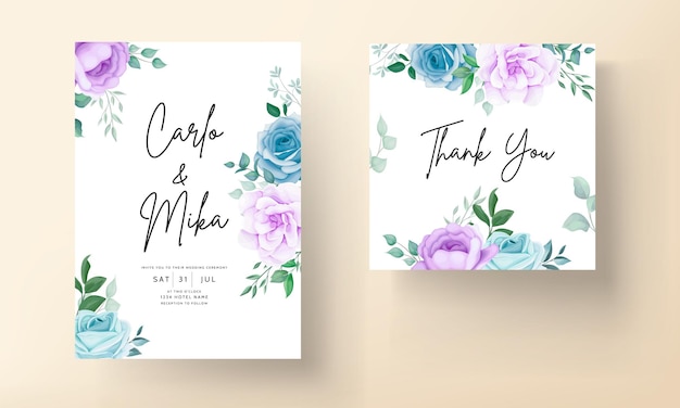 Elegant hand drawing wedding invitation floral design