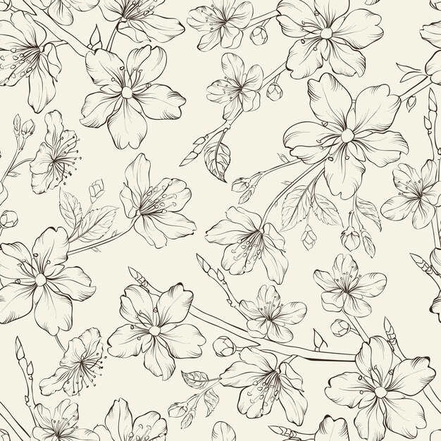 Vector elegant hand drawn background decorated with flowers