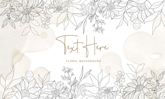 Elegant hand drawn floral monoline background template