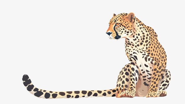 Vector elegant hand drawn sitting wild leopard cheetah jaguar illustration