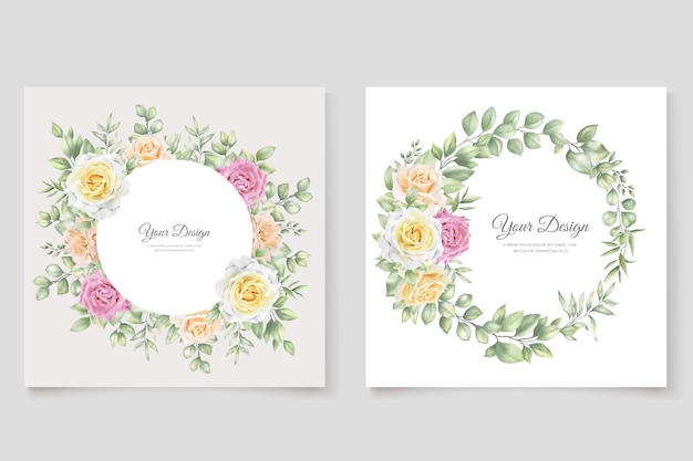 elegant hand drawn watercolor roses background and frame card design