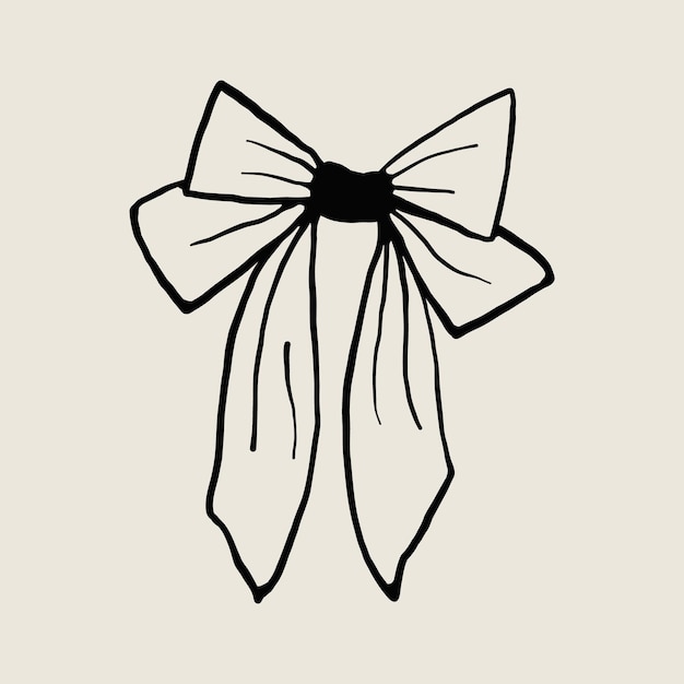 Vector elegant handdrawn bow illustration in black and white