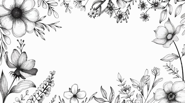 Vector elegant handdrawn floral rectangle pattern vector illustration