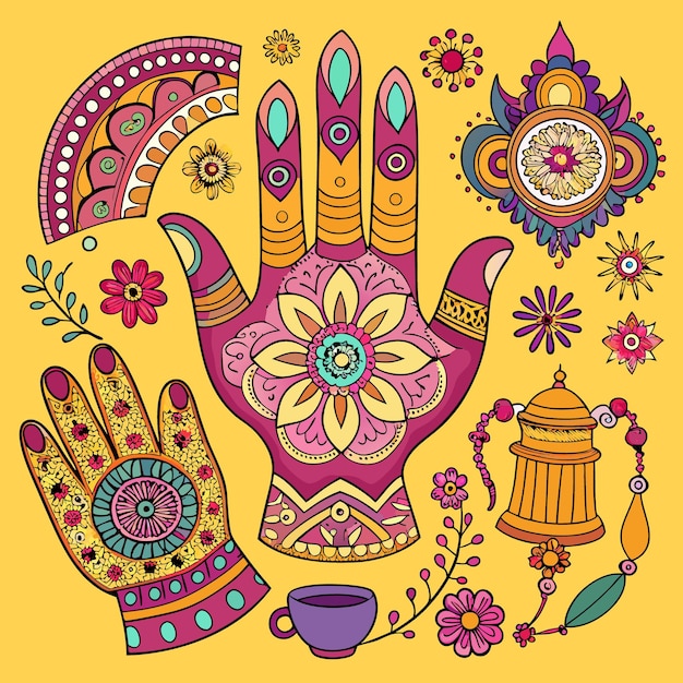 Vector elegant handdrawn mehndi elements