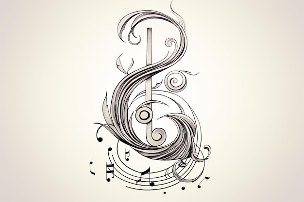 Vector elegant handdrawn music note