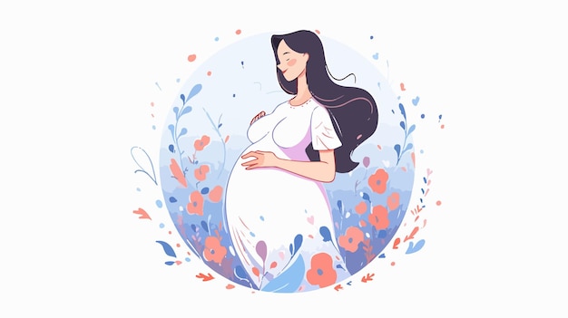 Elegant HandDrawn Vector Illustration of Pregnant Woman