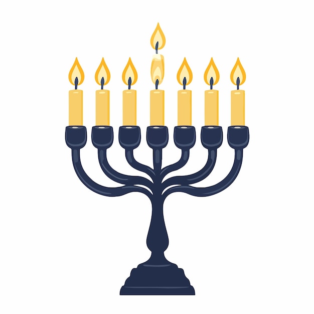 Elegant Hanukkah Menorah with Nine Lit Candles