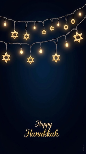 Vector elegant hanukkah with lights and stars of david