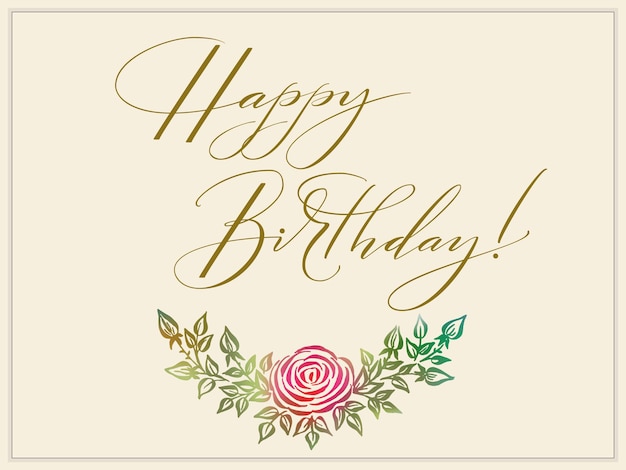 Elegant Happy Birthday card with flower decoration