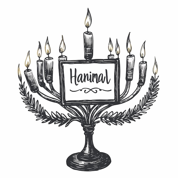 Vector elegant happy hanukkah card with holidays lettering