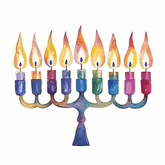 Elegant Happy Hanukkah Watercolor Vector Illustration