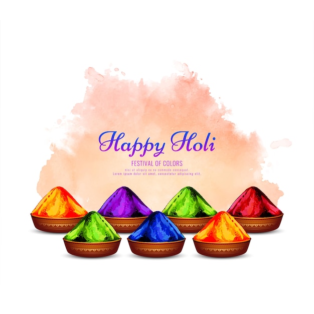 Elegant Happy Holi indian festival greeting card design