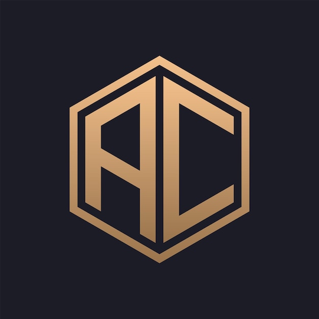 Elegant Hexagon Letter AC Logo Design Initial Luxurious AC Logo Template