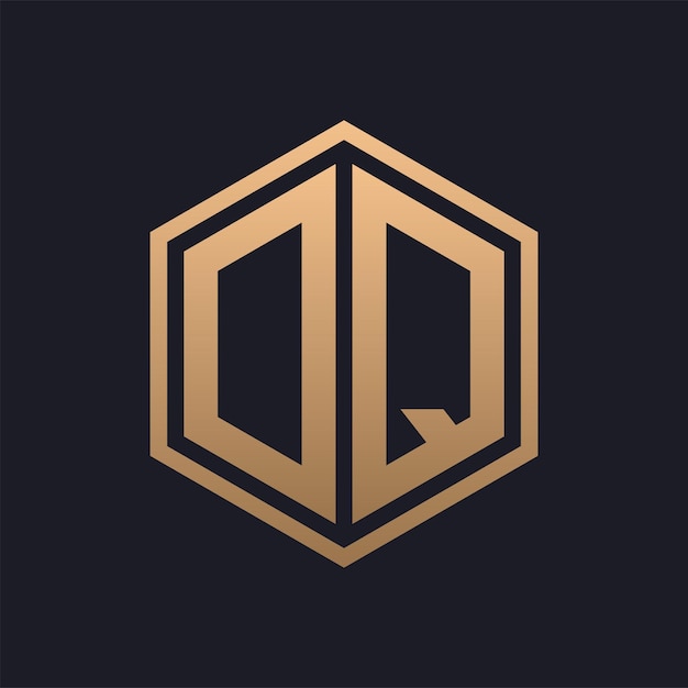 Elegant Hexagon Letter DQ Logo Design Initial Luxurious DQ Logo Template