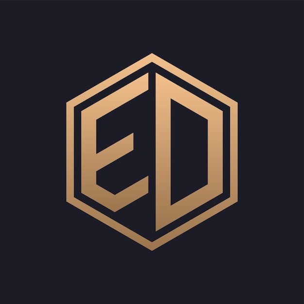 Elegant Hexagon Letter ED Logo Design Initial Luxurious ED Logo Template