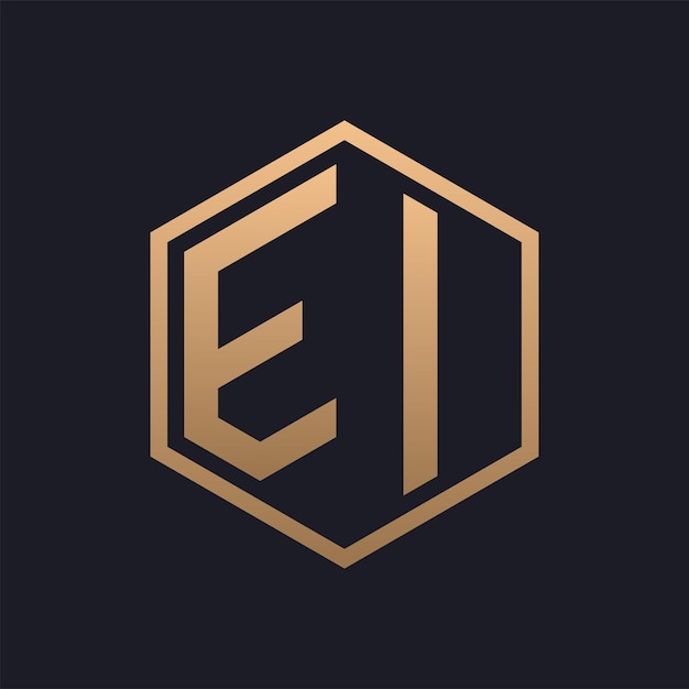 Elegant Hexagon Letter EI Logo Design Initial Luxurious EI Logo Template