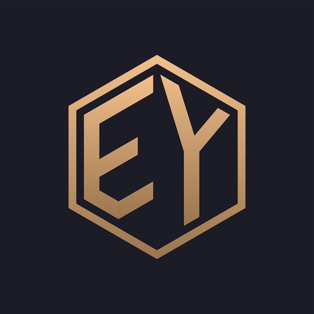 Vector elegant hexagon letter ey logo design initial luxurious ey logo template