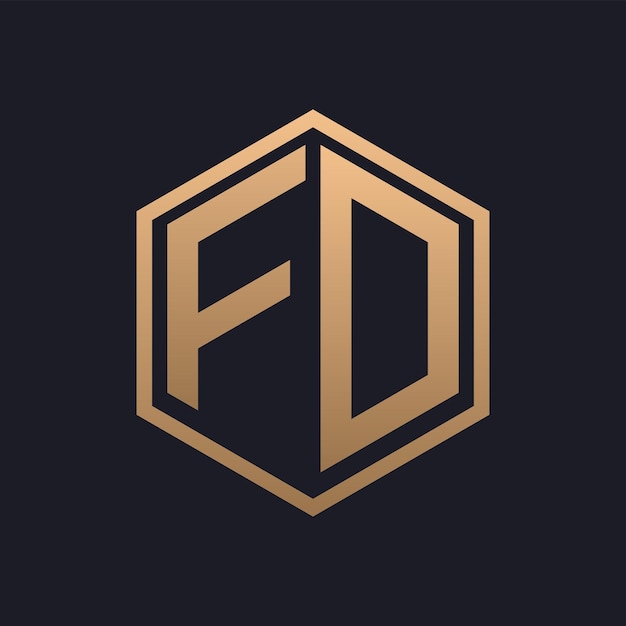 Elegant Hexagon Letter FD Logo Design Initial Luxurious FD Logo Template