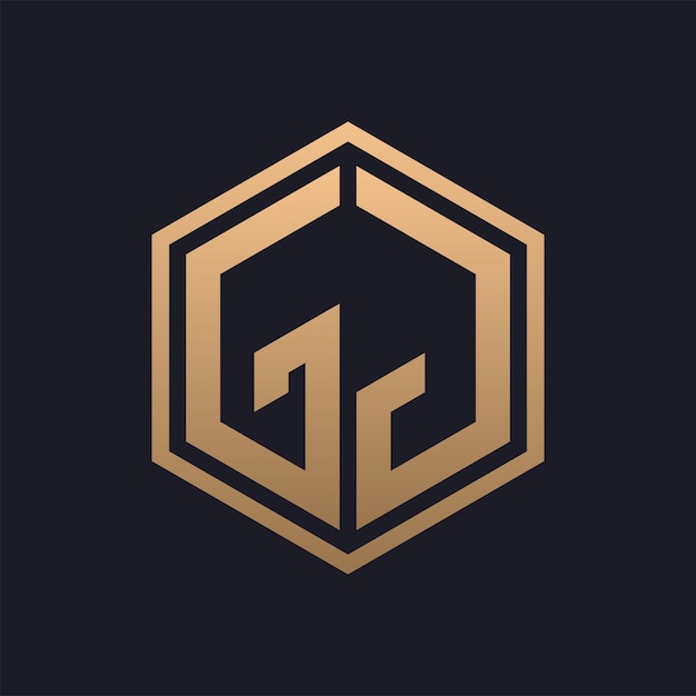 Elegant Hexagon Letter GJ Logo Design Initial Luxurious GJ Logo Template