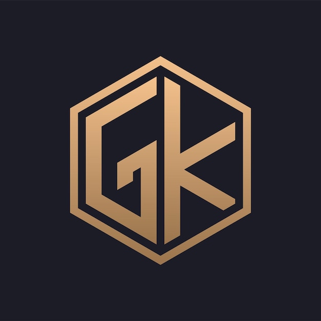 Elegant Hexagon Letter GK Logo Design Initial Luxurious GK Logo Template