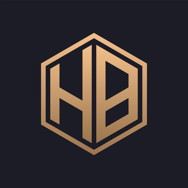 Elegant Hexagon Letter HB Logo Design Initial Luxurious HB Logo Template