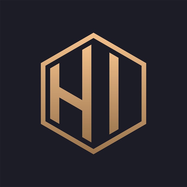 Elegant Hexagon Letter HI Logo Design Initial Luxurious HI Logo Template