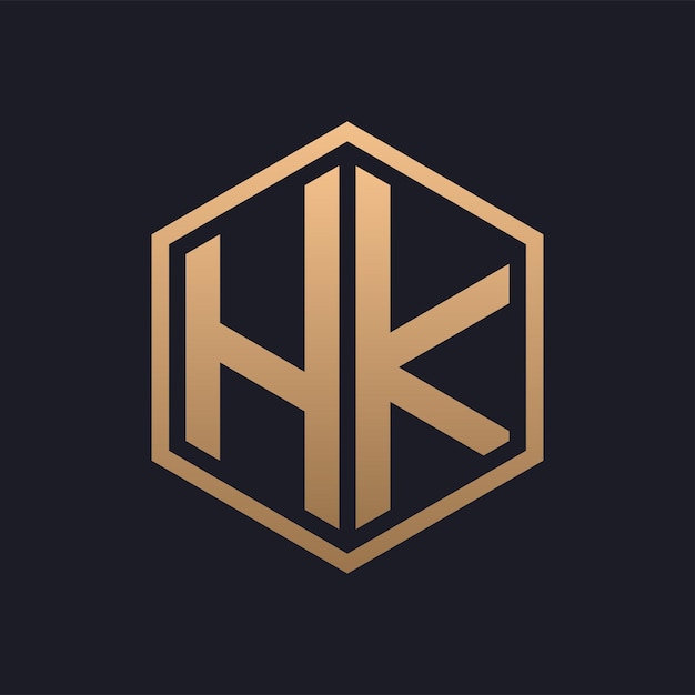 Elegant Hexagon Letter HK Logo Design Initial Luxurious HK Logo Template