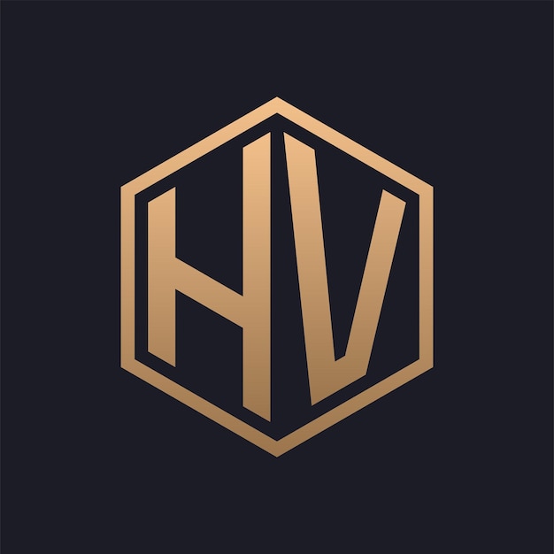 Vector elegant hexagon letter hv logo design initial luxurious hv logo template