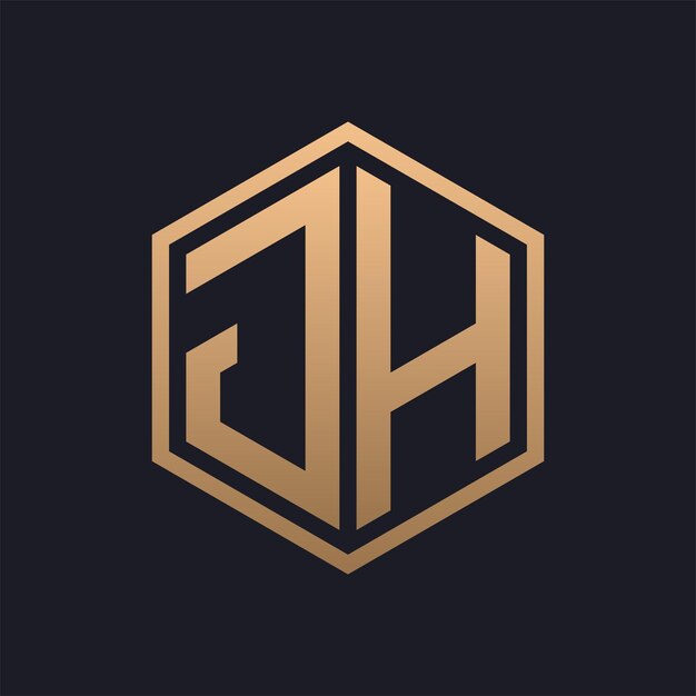 Elegant Hexagon Letter JH Logo Design Initial Luxurious JH Logo Template