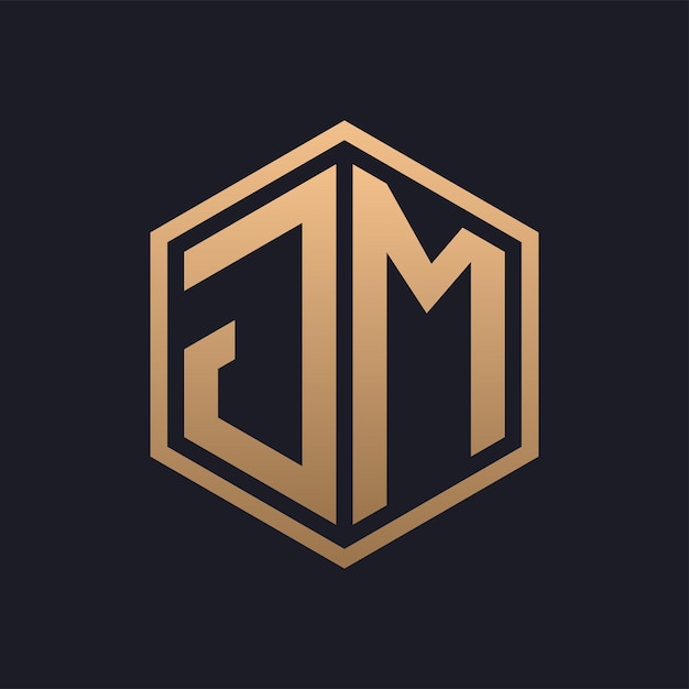 Elegant Hexagon Letter JM Logo Design Initial Luxurious JM Logo Template