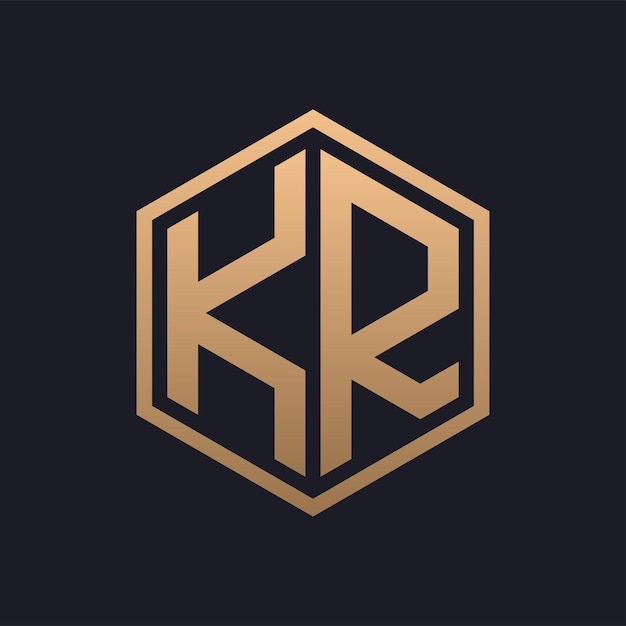 Elegant Hexagon Letter KR Logo Design Initial Luxurious KR Logo Template