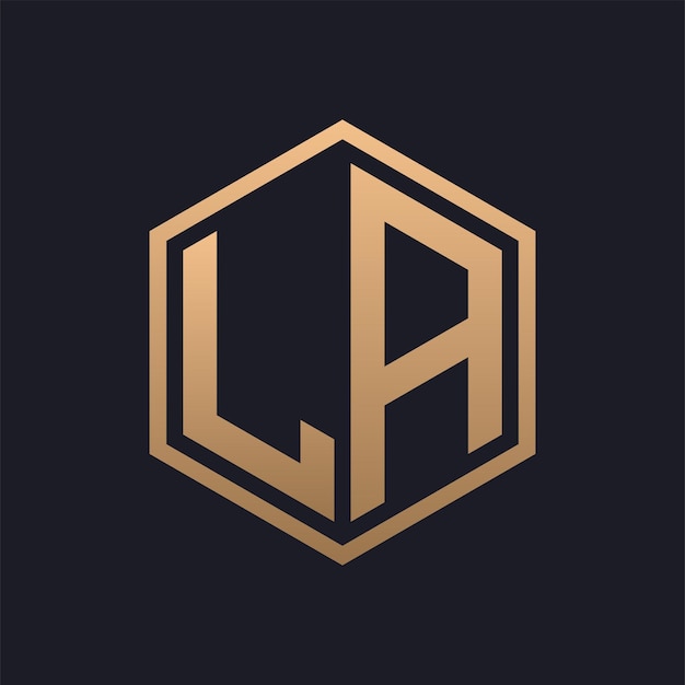 Elegant Hexagon Letter LA Logo Design Initial Luxurious LA Logo Template