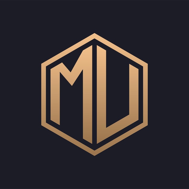 Elegant Hexagon Letter MU Logo Design Initial Luxurious MU Logo Template