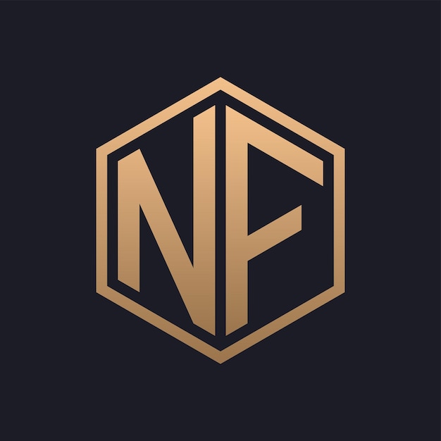 Elegant Hexagon Letter NF Logo Design Initial Luxurious NF Logo Template