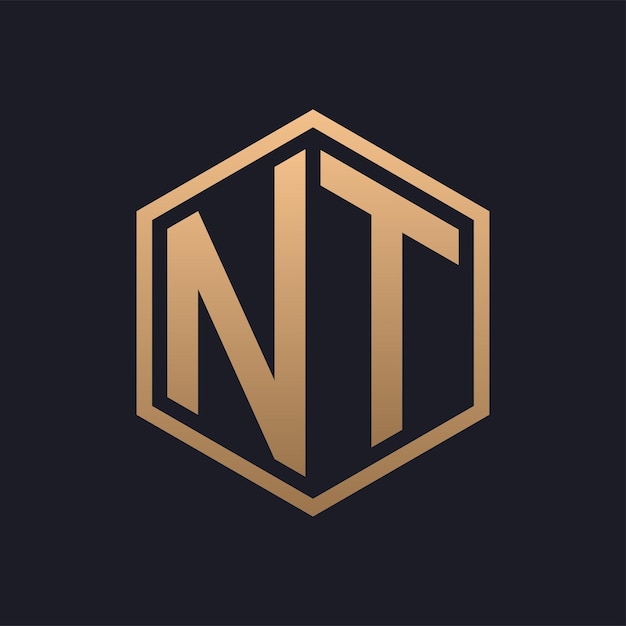 Elegant Hexagon Letter NT Logo Design Initial Luxurious NT Logo Template