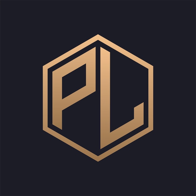 Vector elegant hexagon letter pl logo design initial luxurious pl logo template