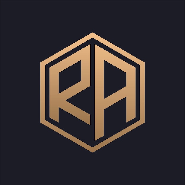 Elegant Hexagon Letter RA Logo Design Initial Luxurious RA Logo Template