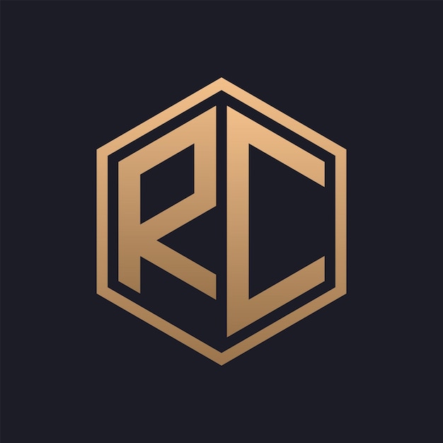 Elegant Hexagon Letter RC Logo Design Initial Luxurious RC Logo Template