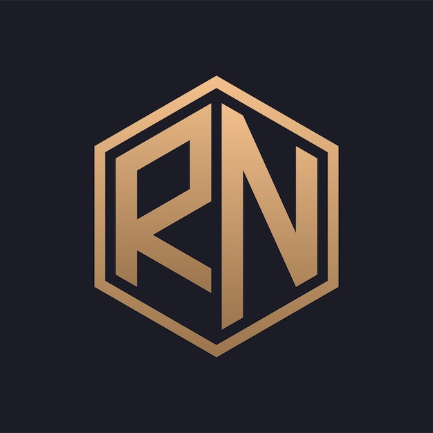 Vector elegant hexagon letter rn logo design initial luxurious rn logo template