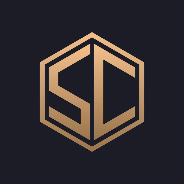 Elegant Hexagon Letter SC Logo Design Initial Luxurious SC Logo Template