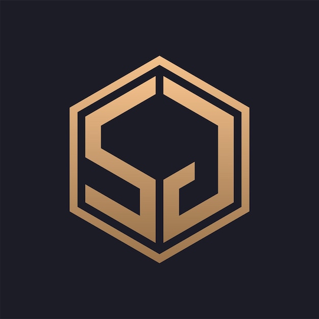 Elegant Hexagon Letter SJ Logo Design Initial Luxurious SJ Logo Template