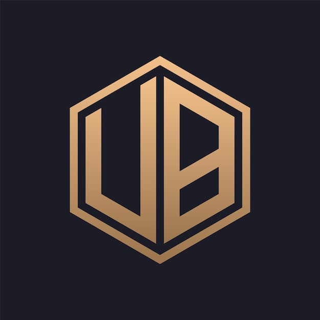 Elegant Hexagon Letter UB Logo Design Initial Luxurious UB Logo Template