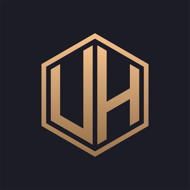 Elegant Hexagon Letter UH Logo Design Initial Luxurious UH Logo Template